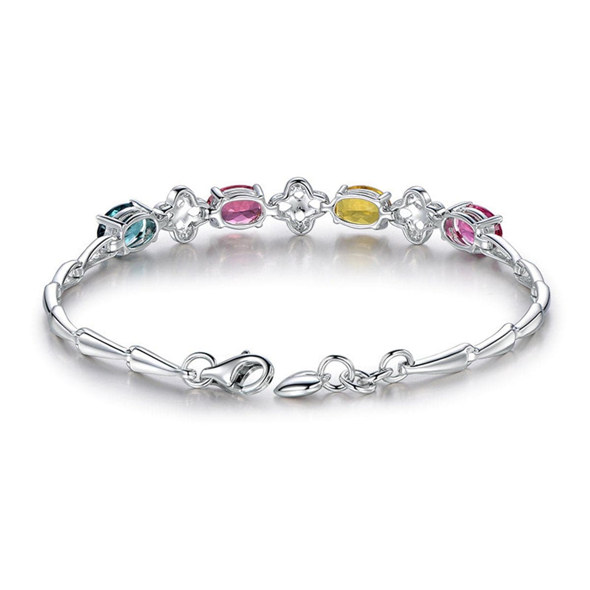 Blue Crystal & platinum-Plated Clover Charm Bracelet - streetregion