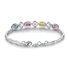 Blue Crystal & platinum-Plated Clover Charm Bracelet - streetregion