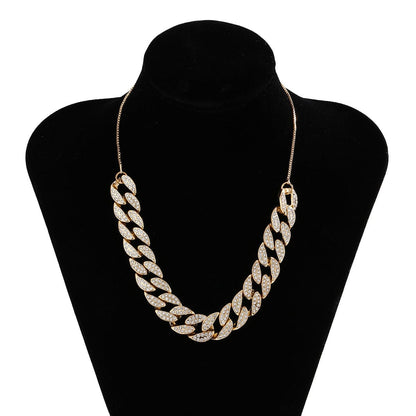 Cubic Zirconia and 18K Gold-Plated Figaro Link Statement Necklace, gold pendant necklace for women, styled look