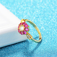 cubic zirconia & Red Crystal Flower Halo Ring - streetregion