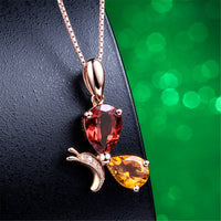 Red Crystal & Cubic Zirconia Pear-Cut Butterfly Pendant Necklace