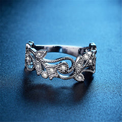 Cubic Zirconia & Silver-Plated Botany Ring