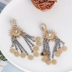 Cubic Zirconia & Crystal Star Tassel Drop Earrings