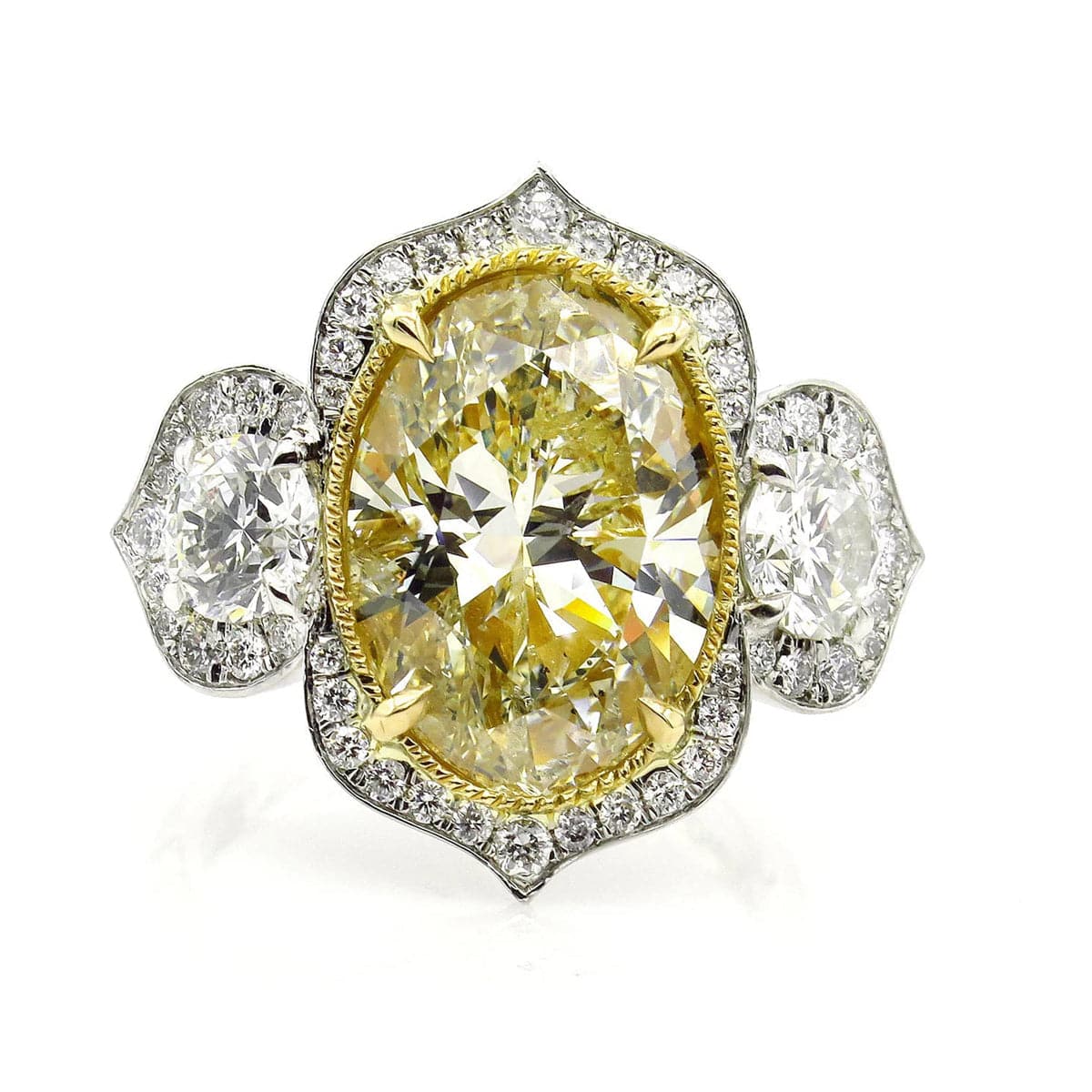 Yellow Crystal & Cubic Zirconia Floral Ring