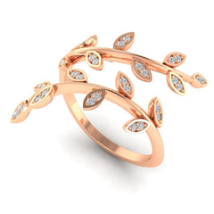 cubic zirconia & 18k Rose Gold-Plated Vine Bypass Ring - streetregion