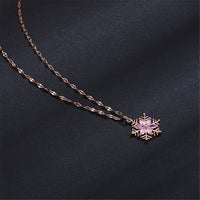 Crystal & Rose Goldtone Snowflake Pendant Necklace