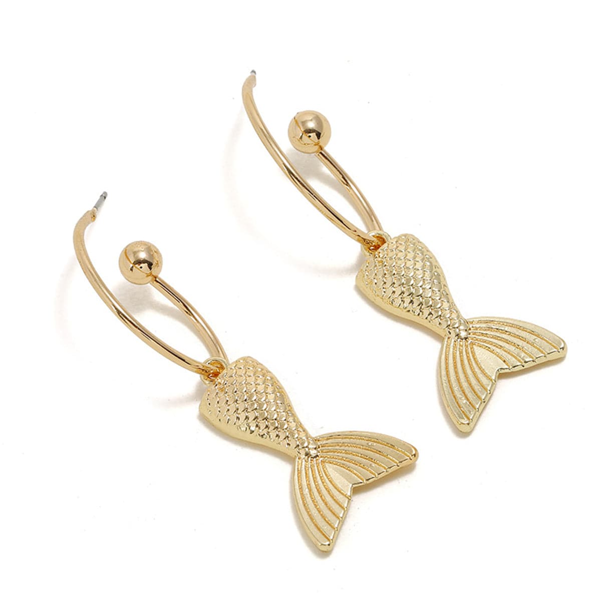 18k Gold-Plated Fishtail Drop Earrings - streetregion