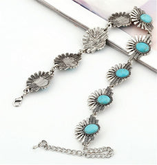 Turquoise & Silver-Plated Geometric Choker Necklace