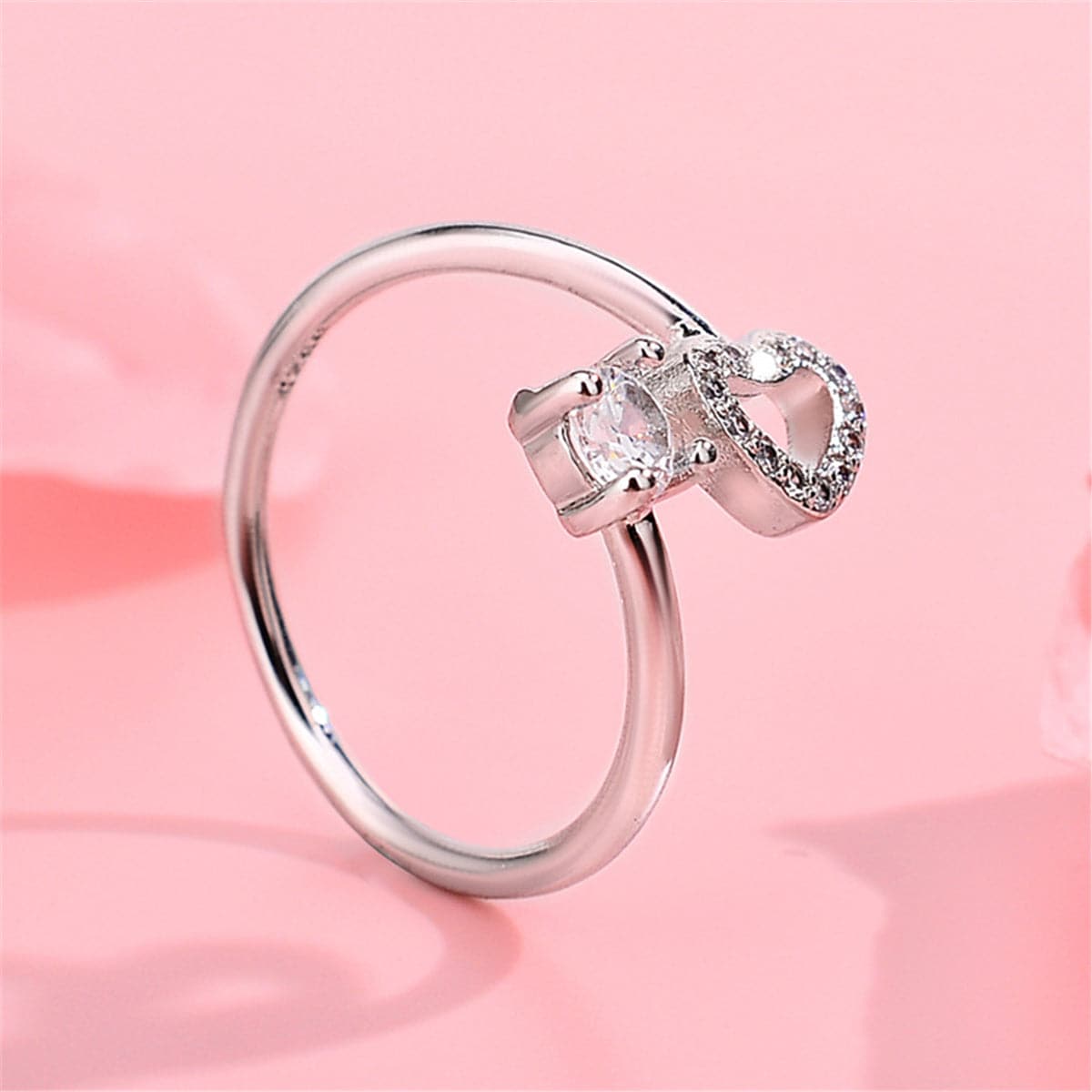 Crystal & Cubic Zirconia Heart Wrap Ring