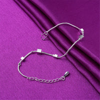 Fine Silver-Plated Cube Anklet