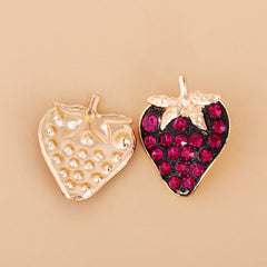 Red Cubic Zirconia & Enamel Strawberry Stud Earrings