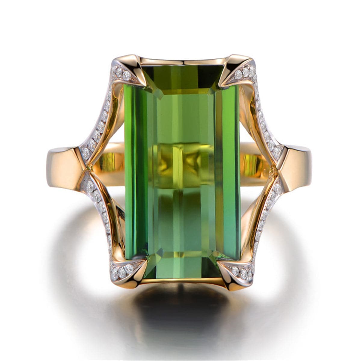 Green cubic zirconia & Crystal Baguette-Cut Ring - streetregion