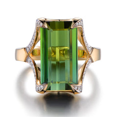 Green cubic zirconia & Crystal Baguette-Cut Ring - streetregion