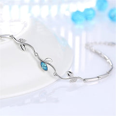 Aqua cubic zirconia & Silver-Plated Vine Bracelet - streetregion