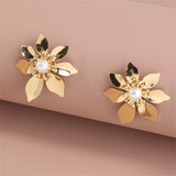 Pearl & Acrylic 18k Gold-Plated Flower Stud Earrings