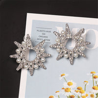 Cubic Zirconia & Imitation Pearl Spike Star Stud Earrings