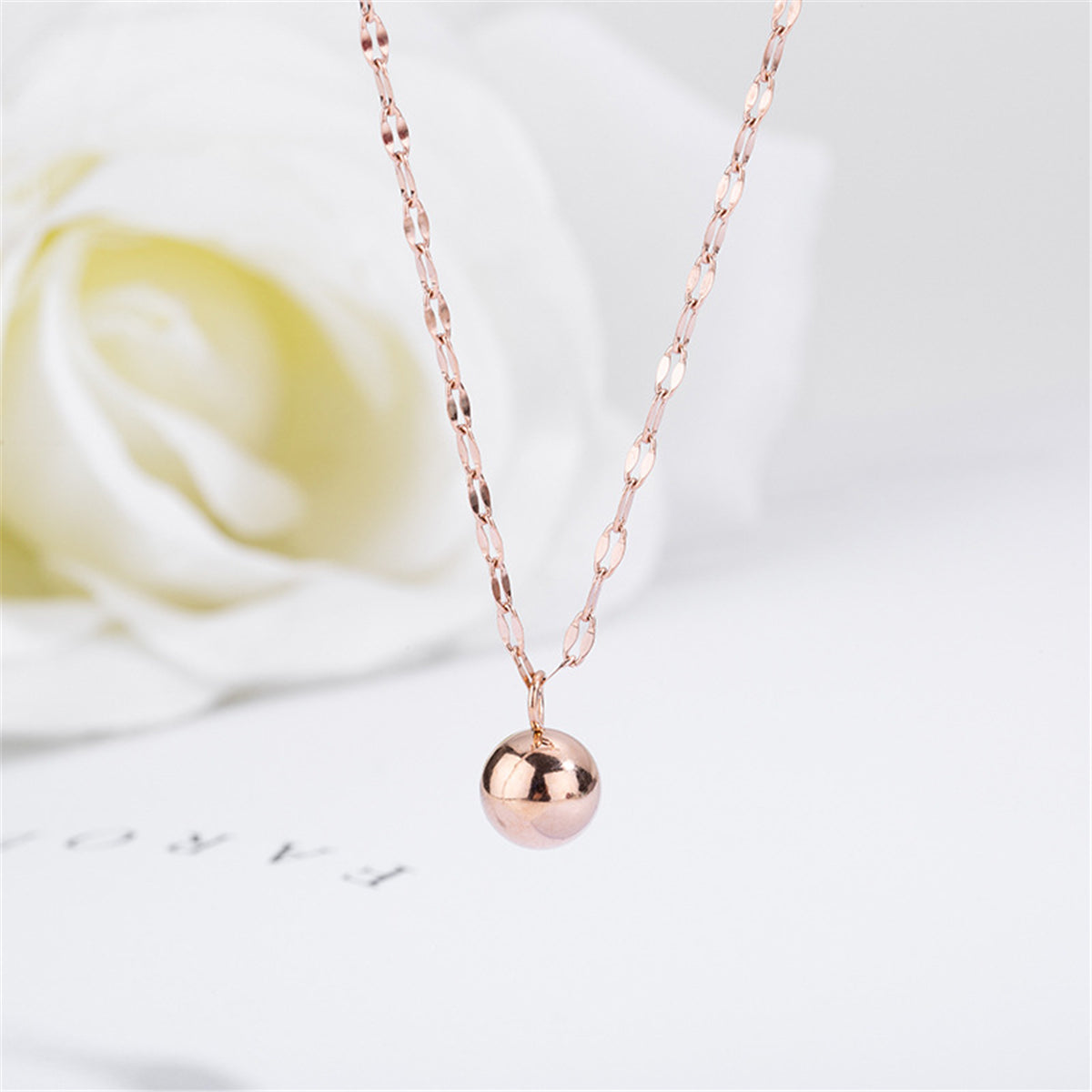 18K Rose Gold-Plated Ball Pendant Necklace, rose gold pendant necklace for women, everyday style, styled look