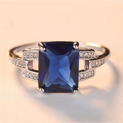 Blue Crystal & Cubic Zirconia Radiant-Cut Ring