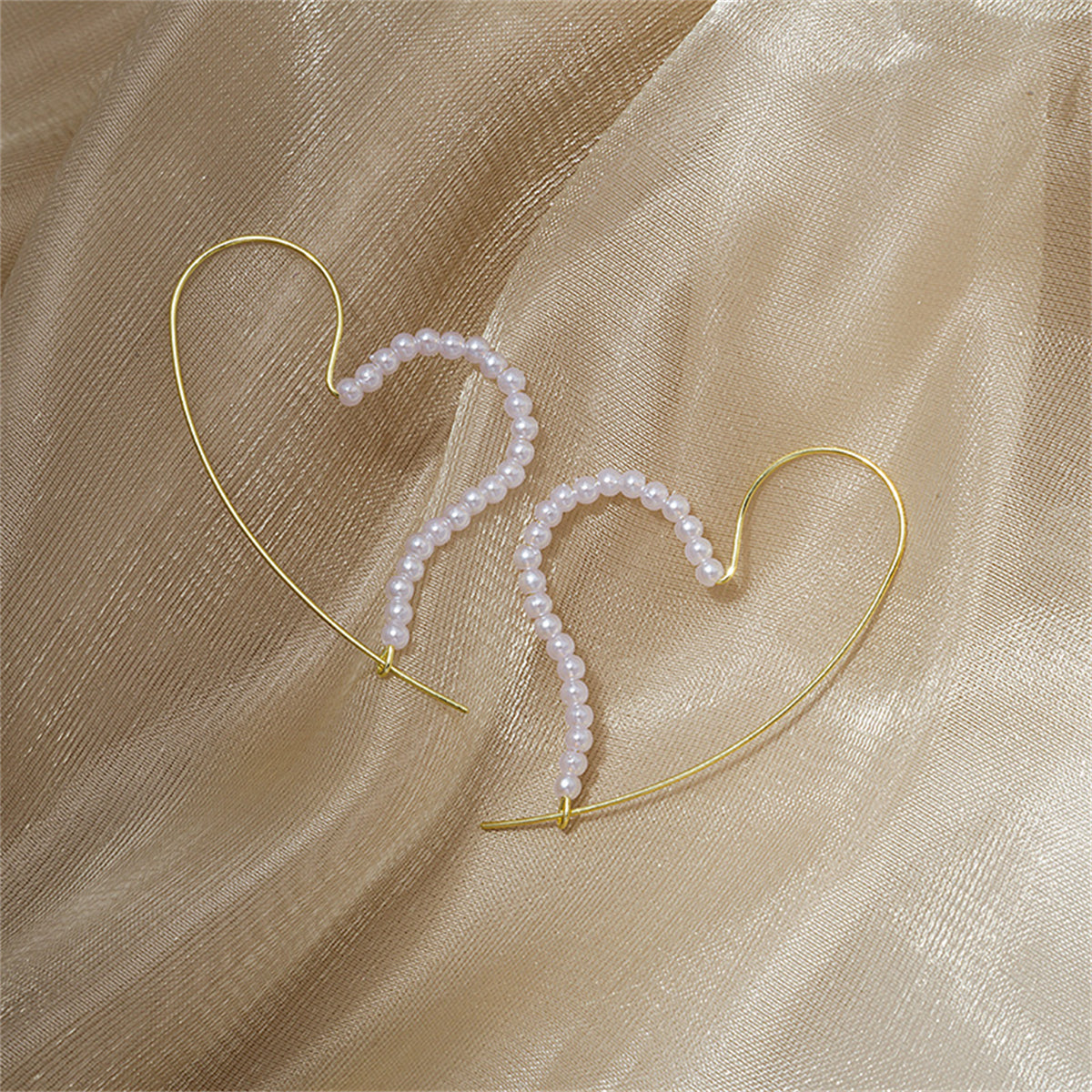 Pearl & 18K Gold-Plated Heart Hoop Earring