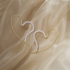 Pearl & 18K Gold-Plated Heart Hoop Earring