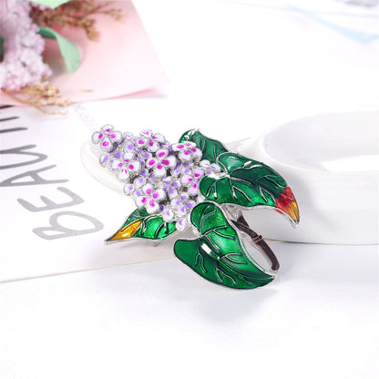 Purple and Silver-Plated Flower Brooch, silver brooch pin, dainty minimalist design, styled look