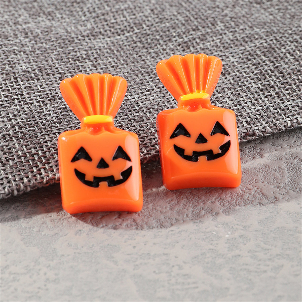 Orange and Silver-Plated Pumpkin Candy Stud Earrings, silver stud earrings for women, botanical inspired, lifestyle look