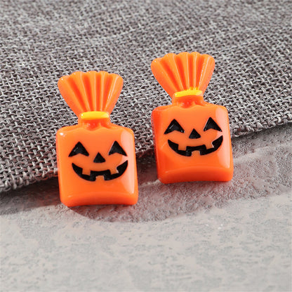 Orange and Silver-Plated Pumpkin Candy Stud Earrings, silver stud earrings for women, botanical inspired, lifestyle look