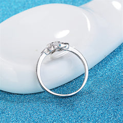 Cubic Zirconia & Silver-Plated Shinning Star Band Ring