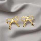 18k Gold-Plated Figaro Bow Stud Earrings