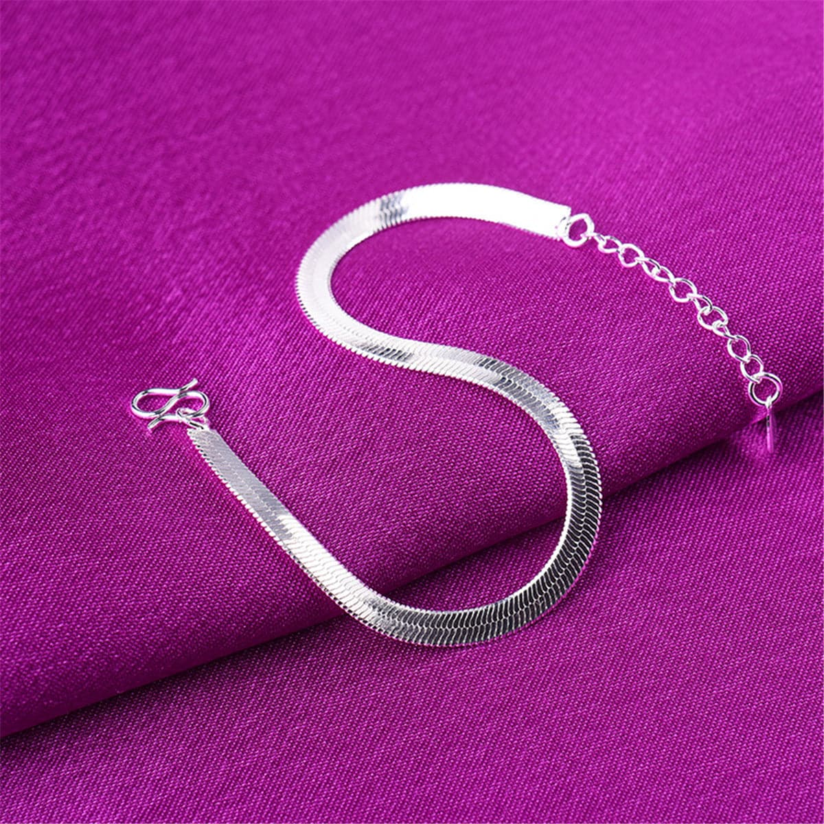 Silver-Plated Snake Chain Anklet