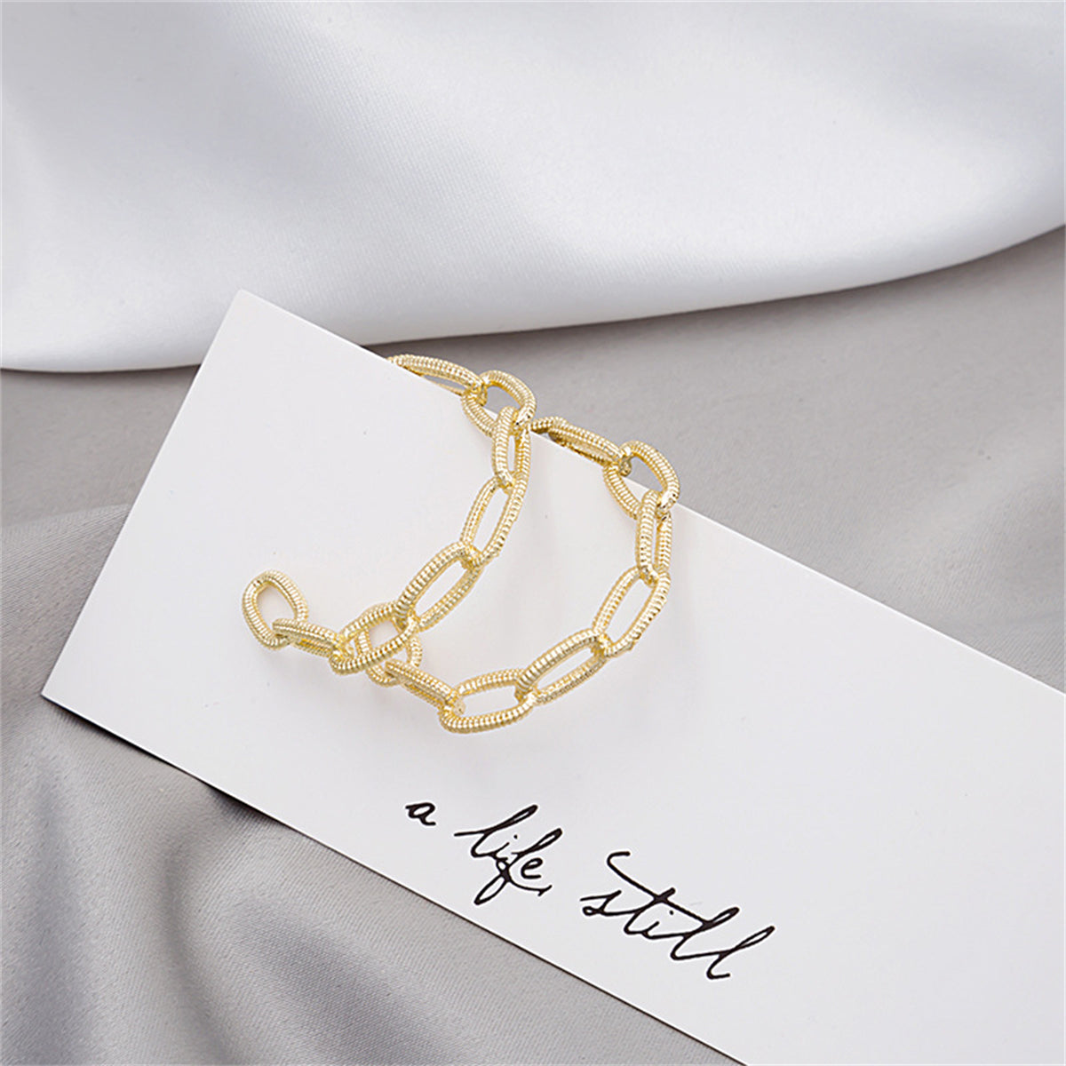 18K Gold-Plated Figaro Chain Hoop Earrings