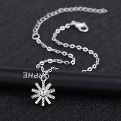 Cubic Zirconia & Silver-Plated Sun Charm Anklet