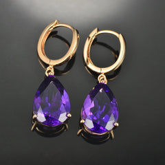 Purple Crystal & 18K Rose Gold-Plated Teardrop Earrings