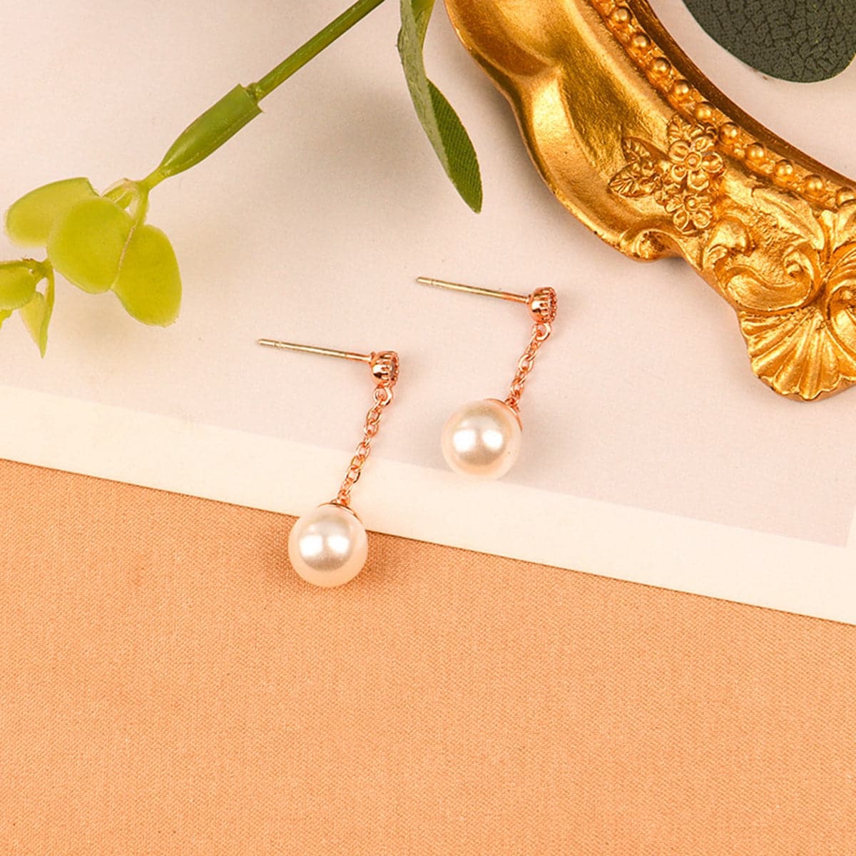 Pearl & Cubic Zirconia 18K Gold-Plated Chain Dangle Drop Earrings
