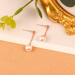 Pearl & Cubic Zirconia 18K Gold-Plated Chain Dangle Drop Earrings