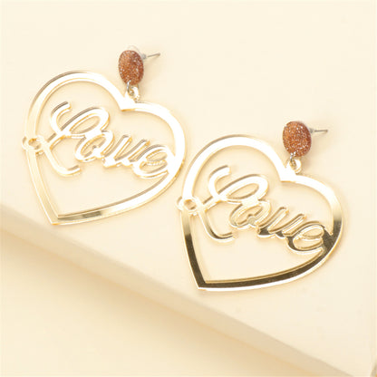 Silver-Plated 'Love' Drop Earrings, silver drop earrings for women, dainty minimalist design, styled look