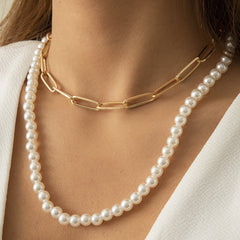 Pearl & 18K Gold-Plated Choker Necklace Set