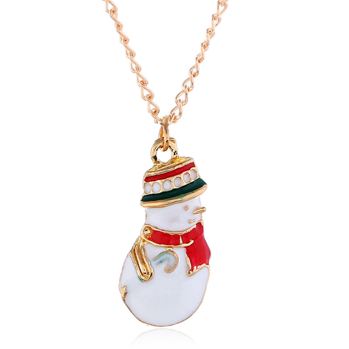 Red Enamel & 18K Gold-Plated Snowman Dangle Earring Pendant Necklace Set