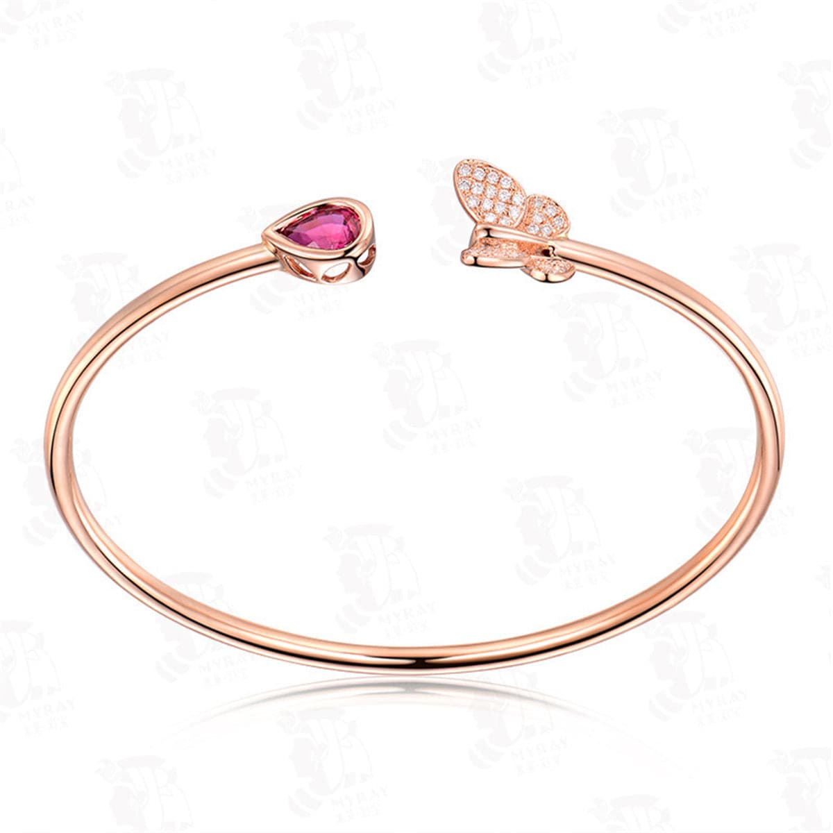 Pink Crystal & Cubic Zirconia Butterfly Cuff