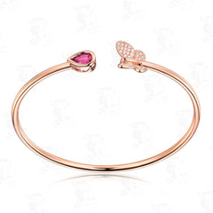 Pink Crystal & Cubic Zirconia Butterfly Cuff