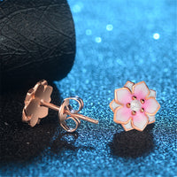 Cubic Zirconia & 18k Rose Gold-Plated Peach Bud Stud Earrings
