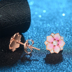 Cubic Zirconia & 18K Rose Gold-Plated Peach Bud Stud Earrings