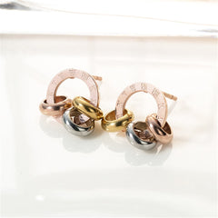 18K Rose Gold-Plated Triple Ring Stud Earrings