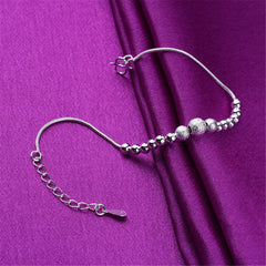 Silver-Plated Frosted Graduated Bead Anklet