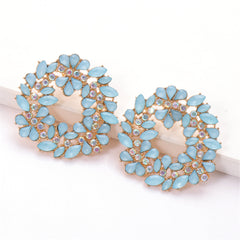 Light Blue Crystal & Cubic Zirconia 18K Gold Plated Botany Stud Earring