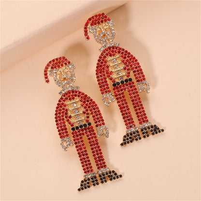 Red Cubic Zirconia & 18K Gold-Plated Santa Drop Earrings