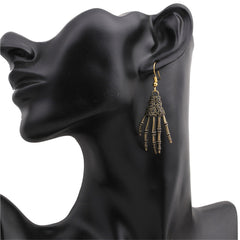 18K Gold-Plated Skeleton Palm Drop Earrings