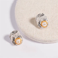 Pearl & Two Tone Entangled Stud Earrings