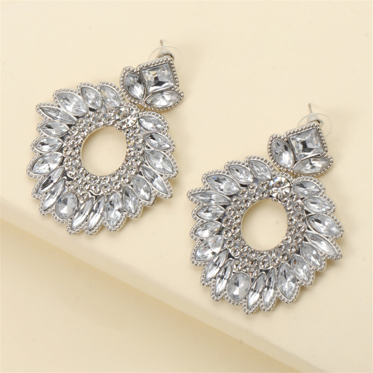 Crystal and Cubic Zirconia Silver-Plated Geometric Drop Earrings, silver drop earrings for women, styled look