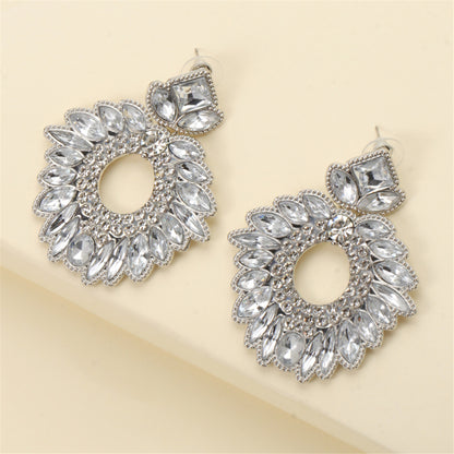 Crystal and Cubic Zirconia Silver-Plated Geometric Drop Earrings, silver drop earrings for women, styled look